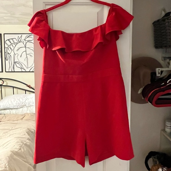 Jay Godfrey Bianca Romper In Red 💋 - Picture 8 of 9